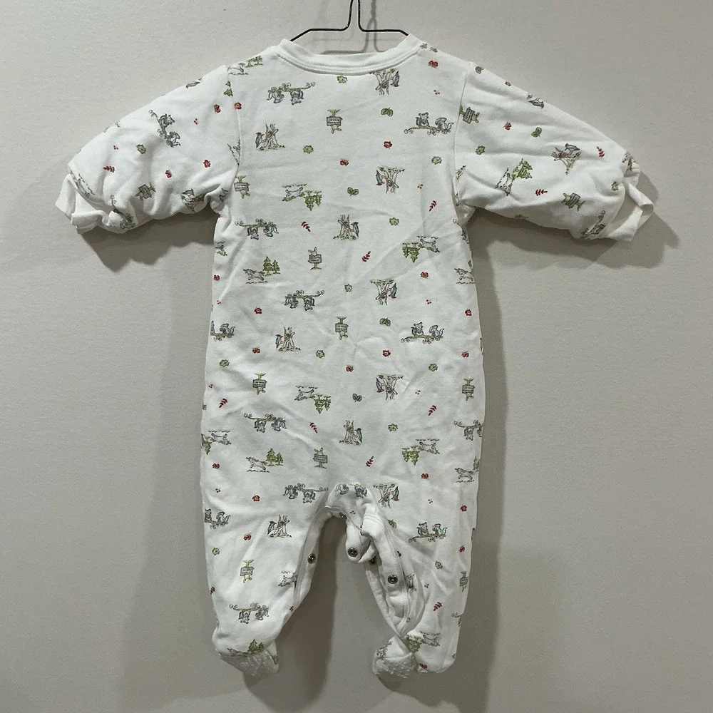 Baby Gap White Forest Animal Footed Sleeper Thick One Piece Size 3-6 Months